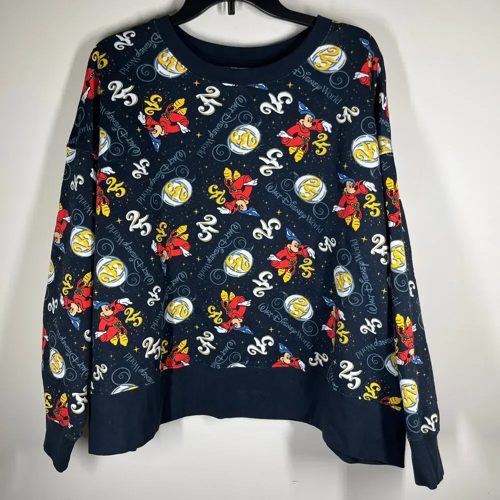 Walt Disney World Sweater Adult 2X Blue 25th Anniversary Vault 50 Mickey Spirit